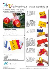 Chinese New Year 2013 Paper Chinese Lanterns make & do activity kit  1