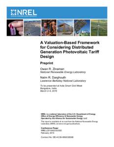 A Valuation-Based Framework for Considering Distributed Generation Photovoltaic Tariff Design: Preprint