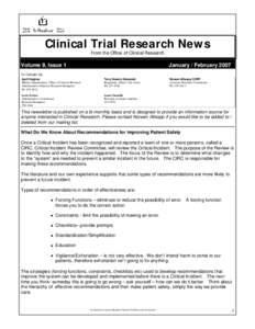 Clinical Trial Research News From the Office of Clinical Research Volume 9, Issue 1  January / February 2007