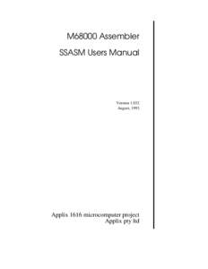 M68000 Assembler SSASM Users Manual VersionAugust, 1993