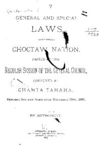 General and Special Laws of the Choctaw Nation