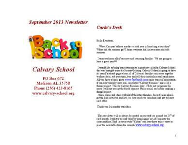 September 2013 Newsletter  Carla’s Desk