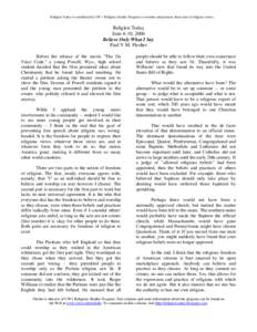 Religion Today is contributed by UW’s Religious Studies Program to examine and promote discussion of religious issues.  Religion Today June 4-10, 2006 Believe Only What I Say Paul V.M. Flesher