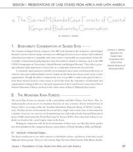 SESSION I: PRESENTATIONS OF CASE STUDIES FROM AFRICA AND LATIN AMERICA  4. The Sacred Mij ikenda Kaya Forests of Coastal