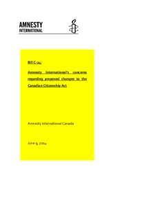 Bill C-24: Amnesty International’s  concerns