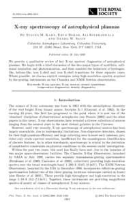 rstaX-ray spectroscopy of astrophysical plasmas By S t e v e n M. K a h n, E h u d B e h a r, A l i K in kh a bw al a a n d D a n ie l W. Sa vin Columbia Astrophysics Laboratory, Columbia University,