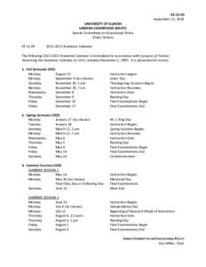 UNIVERSITY OF ILLINOIS URBANA-CHAMPAIGN SENATE Senate Committee on Educational Policy (Final; Action) EP.15.09