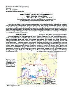 Publications of the Oklahoma Biological Survey 2nd Series Volume 7: 11-20, 2006 © Oklahoma Biological Survey, 2006  AVIFAUNA OF THE FOUR CANYON PRESERVE,