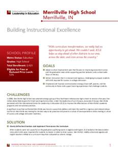 Merrillville High School Merrillville, IN Building Instructional Excellence  SCHOOL PROFILE