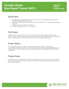 Dundas Street Bus Rapid Transit (BRT) Regional Transit Project Profile