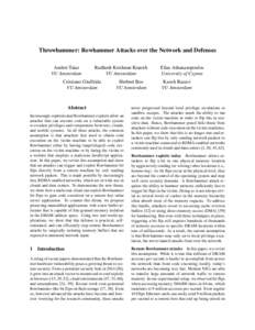 Throwhammer: Rowhammer Attacks over the Network and Defenses Andrei Tatar VU Amsterdam Radhesh Krishnan Konoth VU Amsterdam