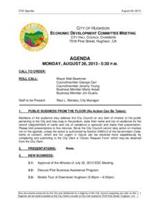 EDC Agenda  August 26, 2013 CITY OF HUGHSON ECONOMIC DEVELOPMENT COMMITTEE MEETING