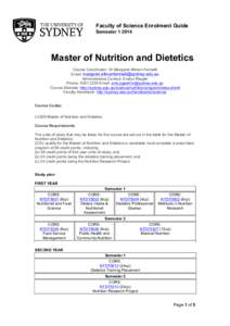 Label1  Faculty of Science Enrolment Guide Semester[removed]Master of Nutrition and Dietetics