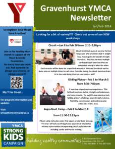 Gravenhurst YMCA Newsletter Jan/Feb 2014 Strengthen Your Heart Save Another!