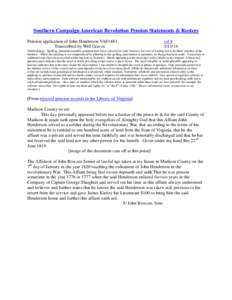 Southern Campaign American Revolution Pension Statements & Rosters Pension application of John Henderson VAS1483 Transcribed by Will Graves vsl[removed]