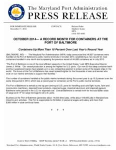 FOR IMMEDIATE RELEASE December 17, 2014 CONTACT:  Richard Scher