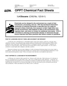 US EPA, OPPT Chemical Fact Sheet: Dioxane