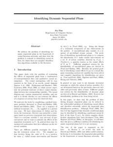 Identifying Dynamic Sequential Plans  Jin Tian Department of Computer Science Iowa State University Ames, IA 50011