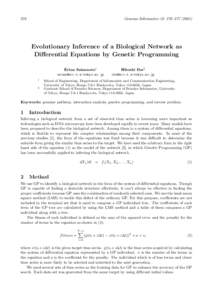 Genome Informatics 12: 276–Evolutionary Inference of a Biological Network as Diﬀerential Equations by Genetic Programming