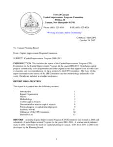 Town of Canaan Capital Improvement Program Committee PO Box 38 Canaan, New Hampshire[removed]Phone: ([removed]