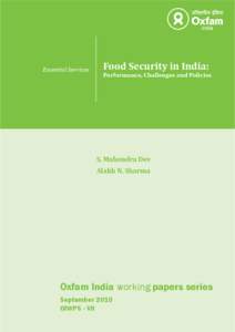 Essential Services  Food Security in India: Performance, Challenges and Policies