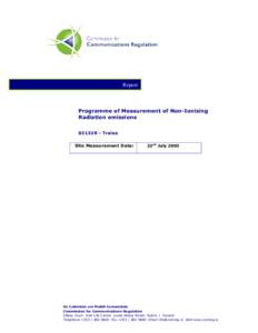 Report  Programme of Measurement of Non-Ionising Radiation emissions 03132R - Tralee Site Measurement Date: