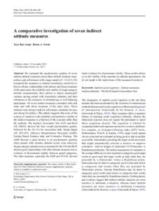 Behav Res:668–688 DOIs13428A comparative investigation of seven indirect attitude measures Yoav Bar-Anan & Brian A. Nosek