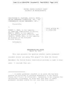 Case 1:11-cv[removed]DPW Document 31 Filed[removed]Page 1 of 41  UNITED STATES DISTRICT COURT