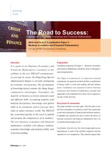 Learning Zone The Road to Success:  Understanding Business Economics and Financial Mathematics