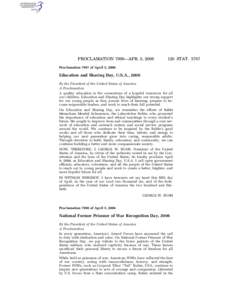 PROCLAMATION 7998—APR. 5, [removed]STAT[removed]Proclamation 7997 of April 5, 2006