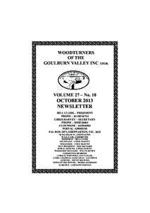 WOODTURNERS OF THE GOULBURN VALLEY INC 3352K VOLUME 27 – No. 10