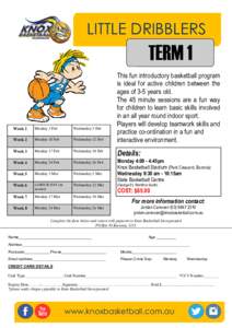 LITTLE DRIBBLERS  TERM 1 Week 1