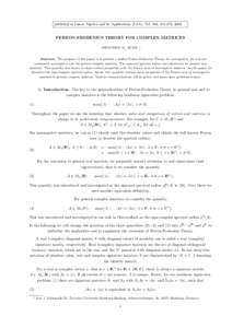 published in Linear Algebra and its Applications (LAA), Vol. 363, , PERRON-FROBENIUS THEORY FOR COMPLEX MATRICES SIEGFRIED M. RUMP  ∗