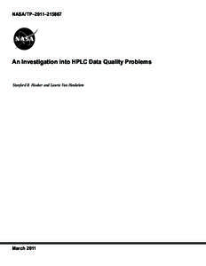 NASA/TP–2011–[removed]An Investigation into HPLC Data Quality Problems Stanford B. Hooker and Laurie Van Heukelem