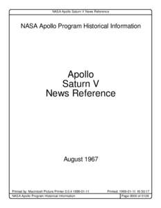 NASA Apollo Saturn V News Reference  NASA Apollo Program Historical Information Apollo Saturn V