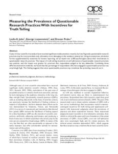 Research Article  Measuring the Prevalence of Questionable Research Practices With Incentives for Truth Telling