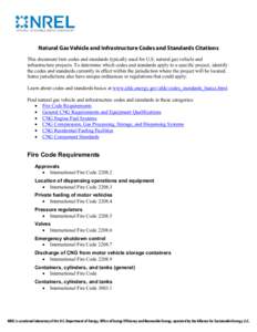 Natural Gas Vehicle and Infrastructure Codes and Standards Citations (Brochure), NREL (National Renewable Energy Laboratory)