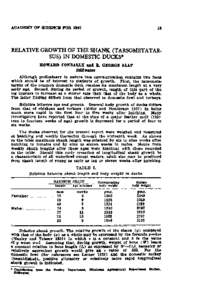 Relative Growth of the Shank (Tarsometatarsus) in Domestic Ducks