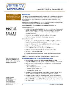 Physical-to-Virtual / Virtual machine / Server / Comparison of platform virtual machines / Hardware virtualization / System software / Software / VMware