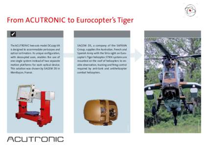 From ACUTRONIC to Eurocopter’s Tiger  © www.eurocopter.com SAGEM DS, a company of the SAFRAN Group, supplies the Australian, French and