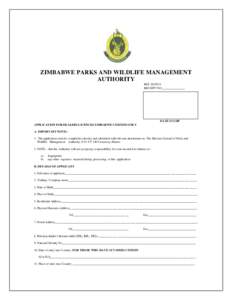 ZIMBABWE PARKS AND WILDLIFE MANAGEMENT AUTHORITY REF: DRECEIPT NO._______________  DATE STAMP