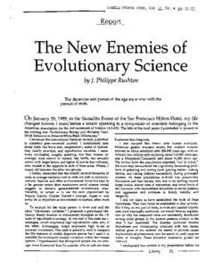 Uhmx iMarch 1998), Vol. i i , No. 4, ppReport The New Enemies of Evolutionary Science