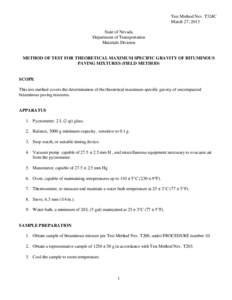 Test Method Nev. T324C March 27, 2013 State of Nevada Department of Transportation Materials Division