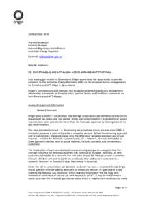 26 November 2010 Warwick Anderson General Manager Network Regulation North Branch Australian Energy Regulator By email: [removed]