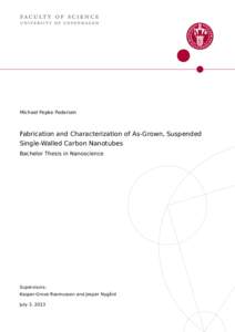 Fabrication and Characterization of As-Grown, Suspended Single-Walled Carbon Nanotubes