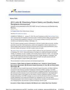 John M. Eisenberg Patient Safety Award Recipients Combined