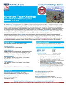 World T.E.A.M. Sports  Adventure Team Challenge - Colorado Adventure Team Challenge Colorado Multi-Sport Wilderness Adventure