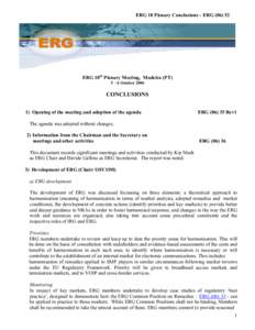ERG 18th Plenary Conclusions