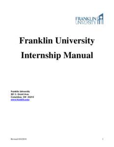 Franklin University Internship Manual Franklin University 201 S. Grant Ave. Columbus, OH 43215
