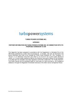 Microsoft Word - Turbo Power Systems 20 Day Anouncement appendix _FINAL_.DOC